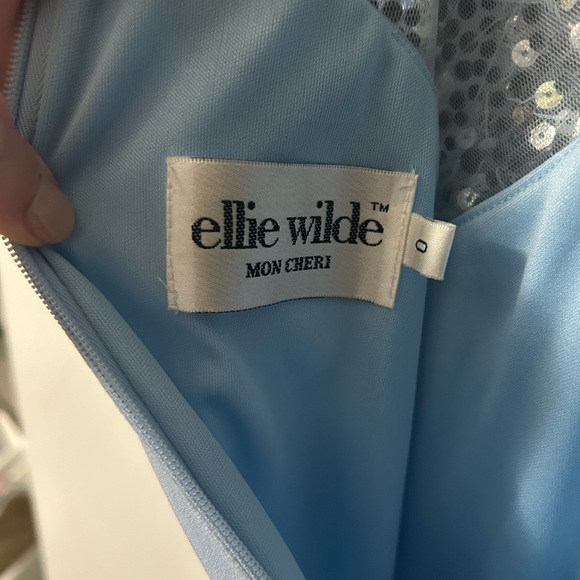 Ellie Wilde Light Blue Beaded Prom Dress - Picture 6 of 9